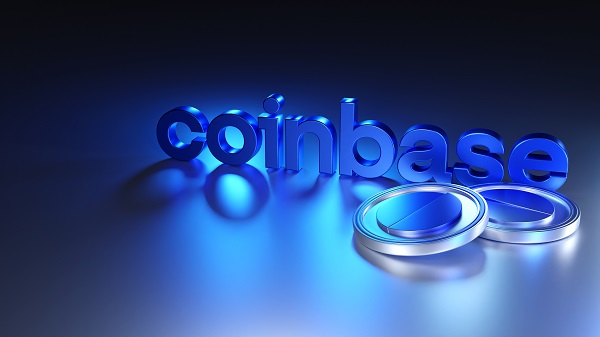 Coinbase,Logo,With,Metallic,Coins